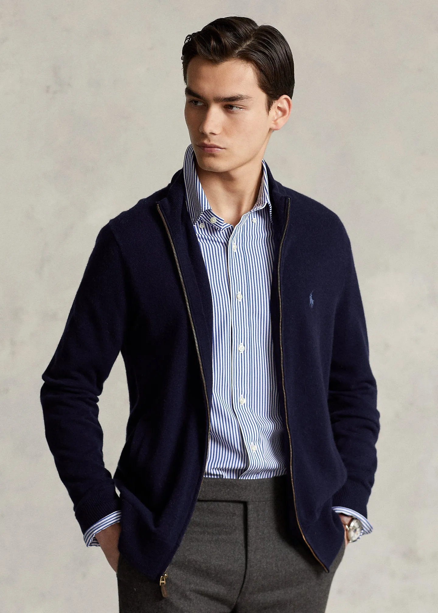 Ralph Lauren Wool Full-Zip Jumper | Hunter Navy