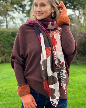 Recycled Repreve Scarf - Deep Red Poppy Print