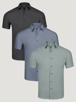 Short Sleeve Stretch Button Up Essentials 3-Pack