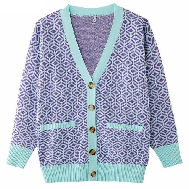 'Sofia' Diamond Print Cardigan