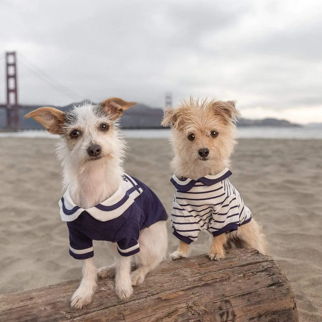 Summer Vacation Beach Dog T-shirts, Navy Blue, 2 Pack Sailor Suit Shirts