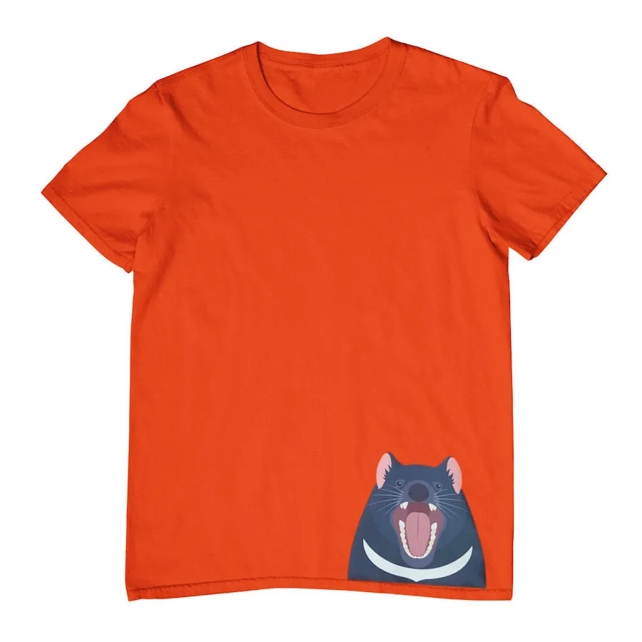 Tasmanian Devil Hem Print Childrens T-Shirt (Various Colours)