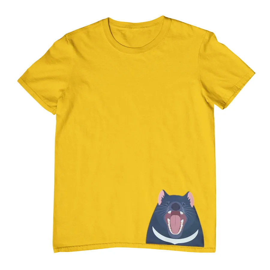 Tasmanian Devil Hem Print Childrens T-Shirt (Various Colours)