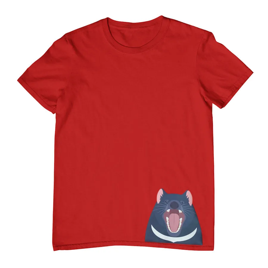 Tasmanian Devil Hem Print Childrens T-Shirt (Various Colours)