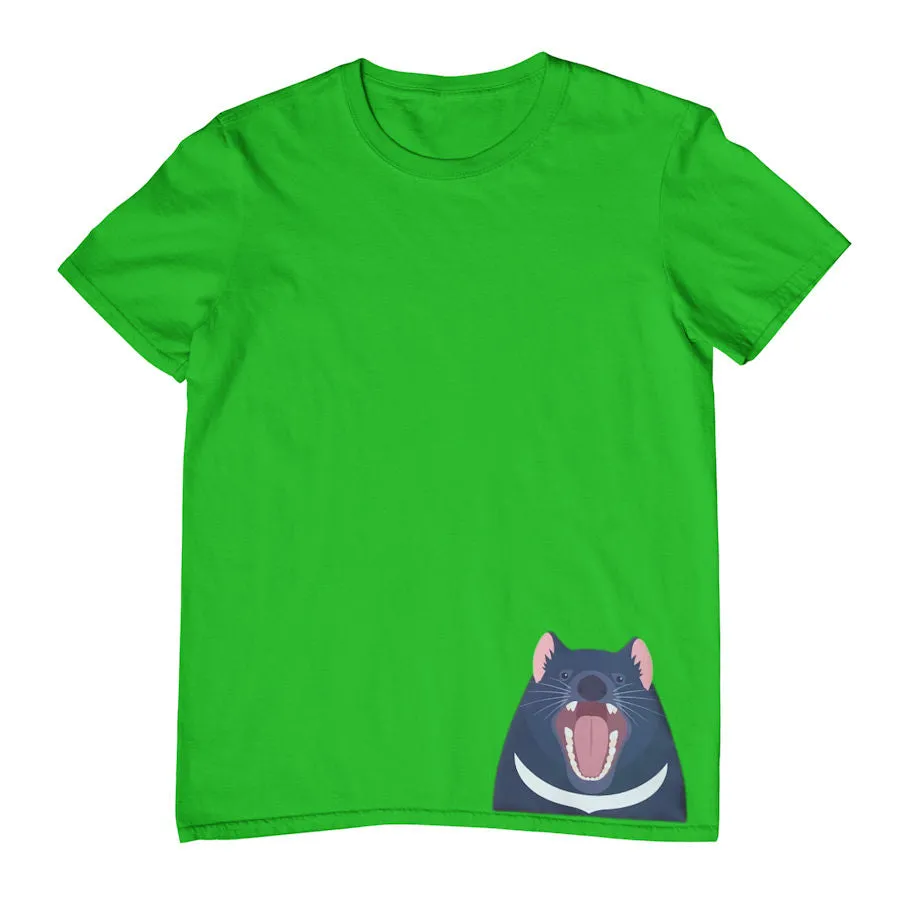 Tasmanian Devil Hem Print Childrens T-Shirt (Various Colours)