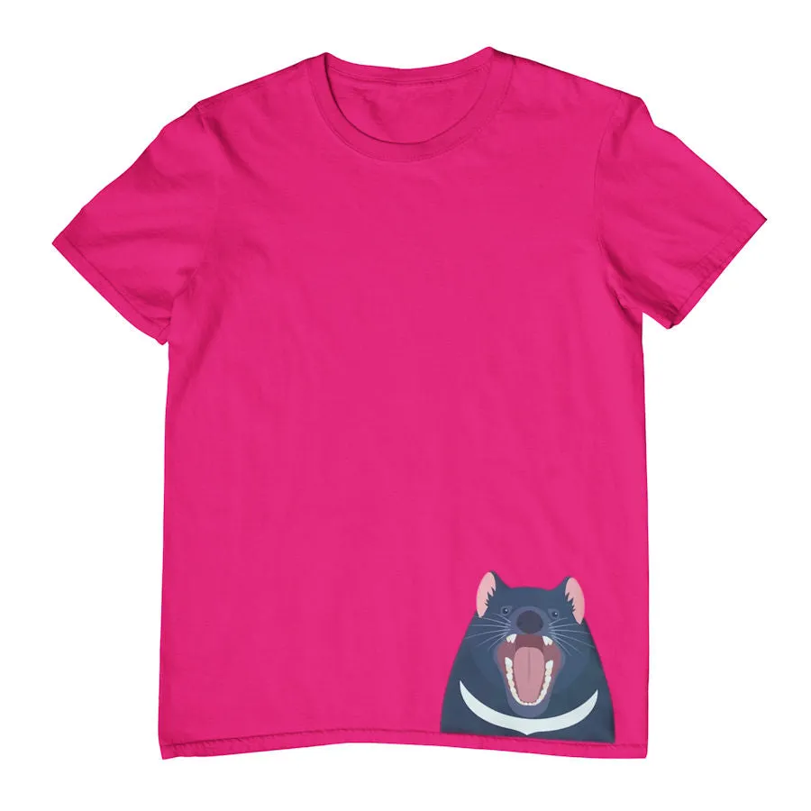 Tasmanian Devil Hem Print Childrens T-Shirt (Various Colours)