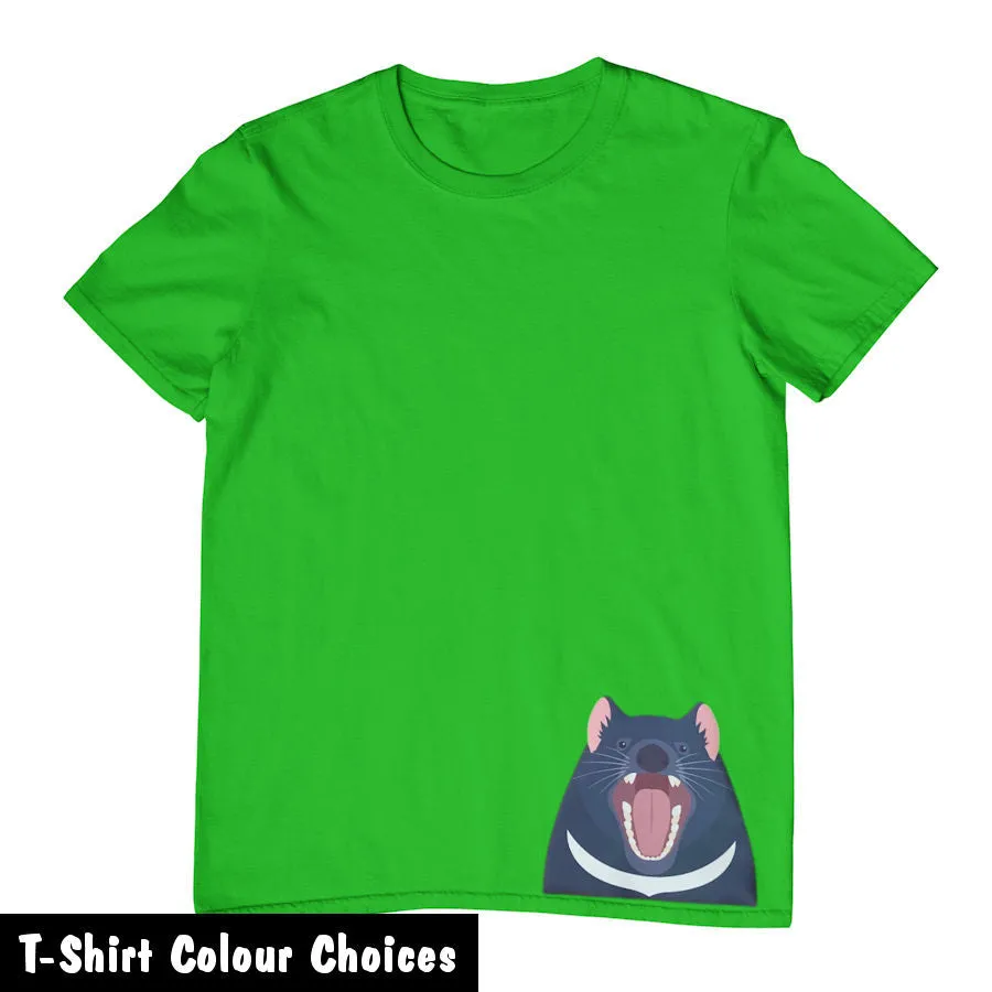 Tasmanian Devil Hem Print Childrens T-Shirt (Various Colours)