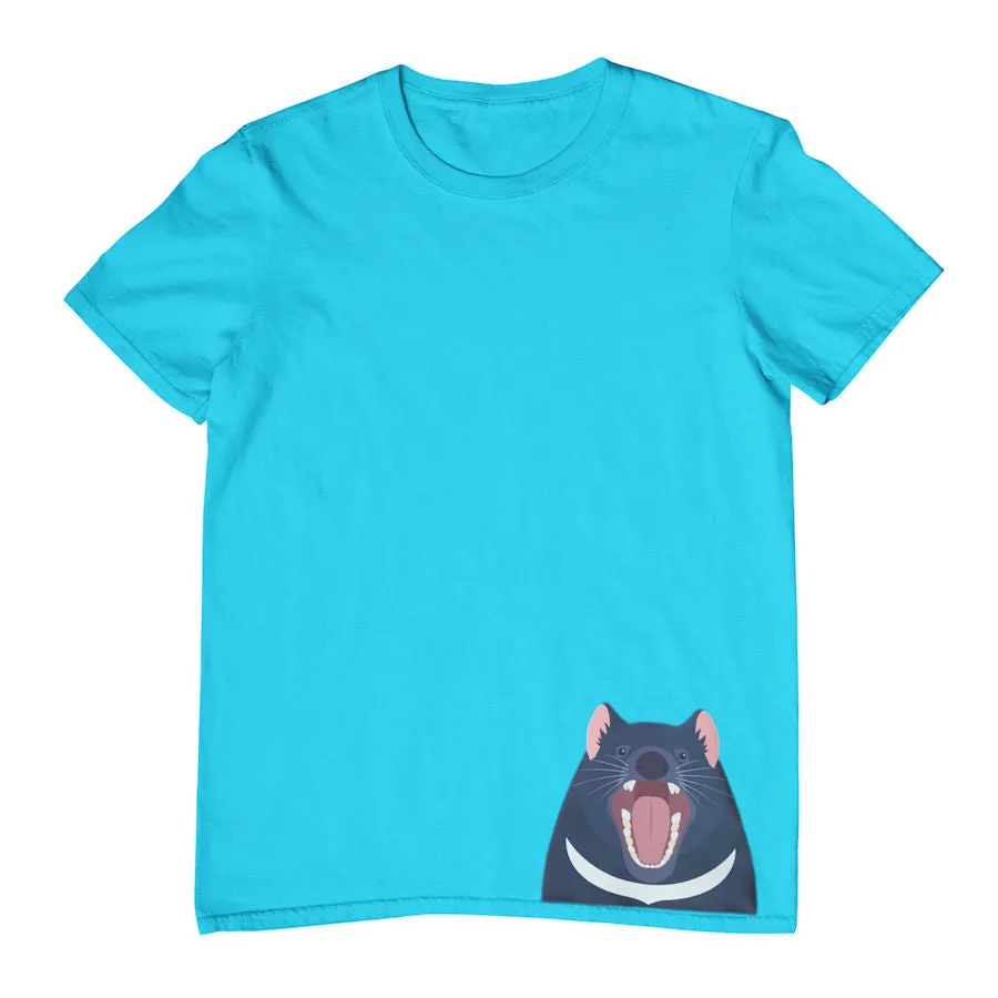 Tasmanian Devil Hem Print Childrens T-Shirt (Various Colours)