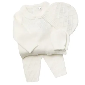 Unisex Baby Clothing Set - Knitted In White