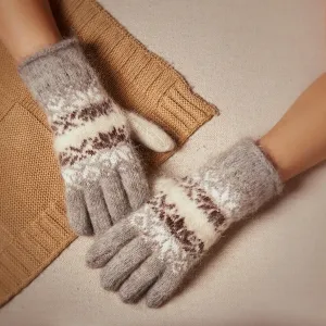 Women's Frosted Snowflakes Non-Binding Goat Wool Gloves