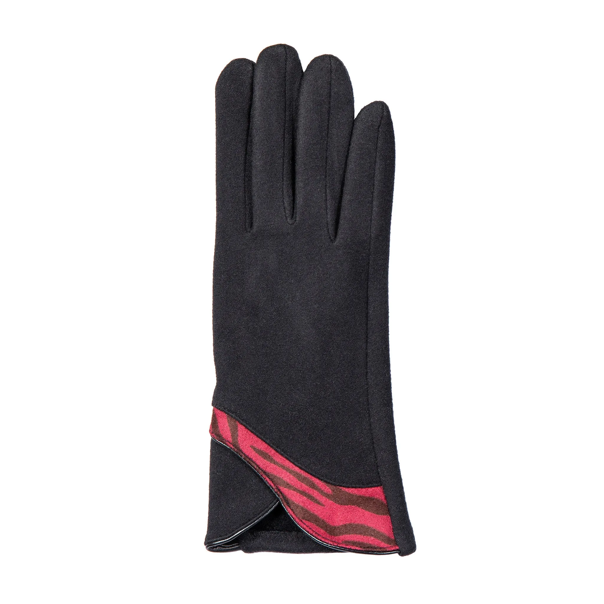 Women’s Touchscreen Velour-Lined Gloves with Zebra Print Detail