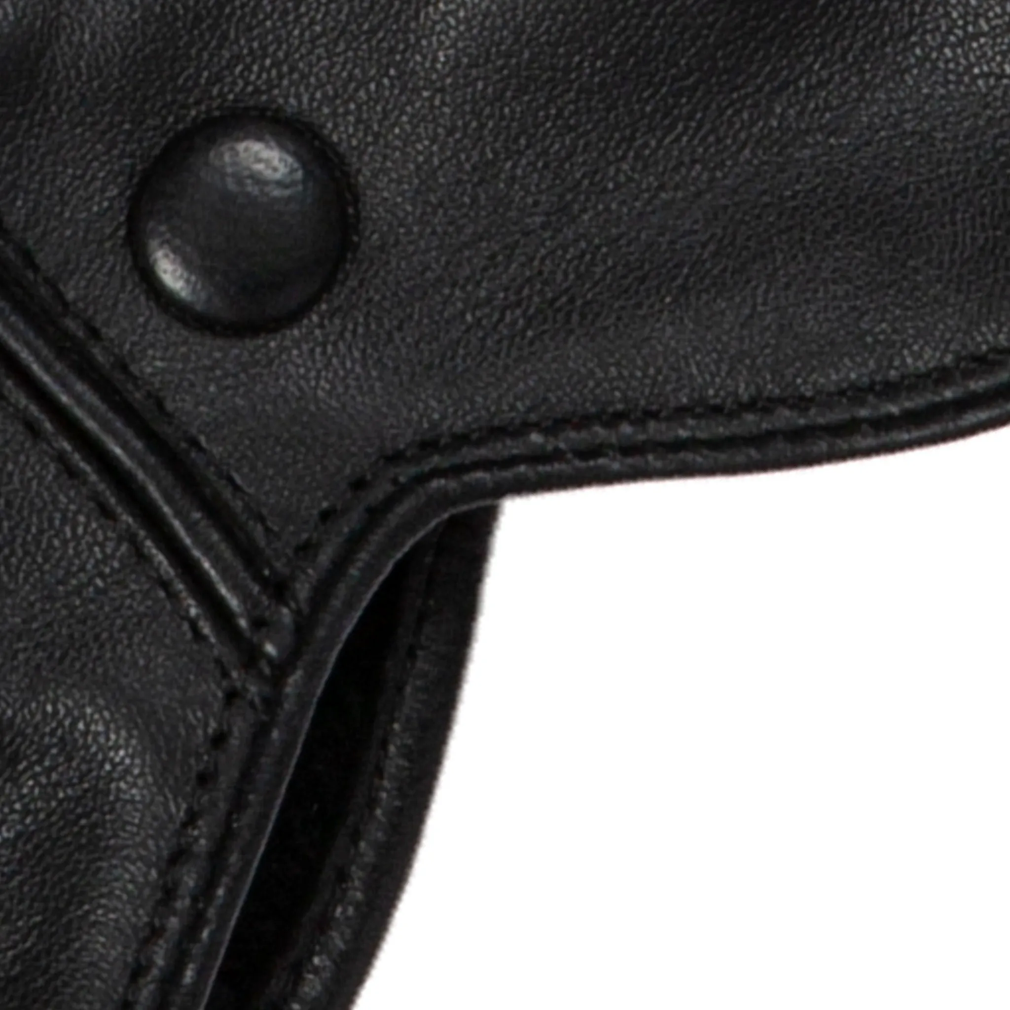 Women’s Wool-Lined Leather Gloves with Buttons and Piping