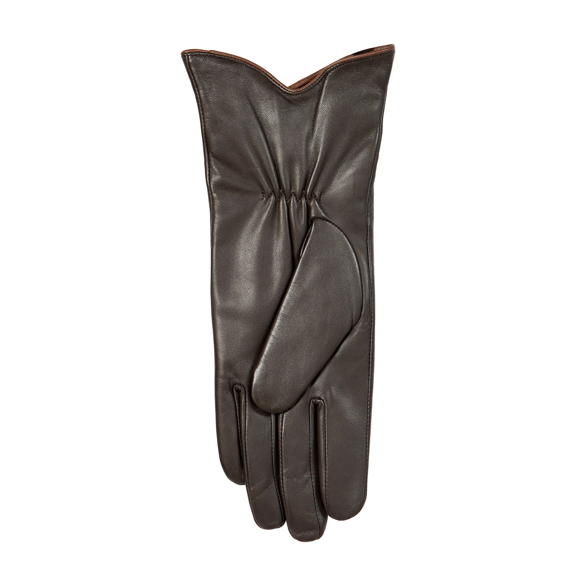 Women’s Wool-Lined Leather Gloves with Buttons and Piping