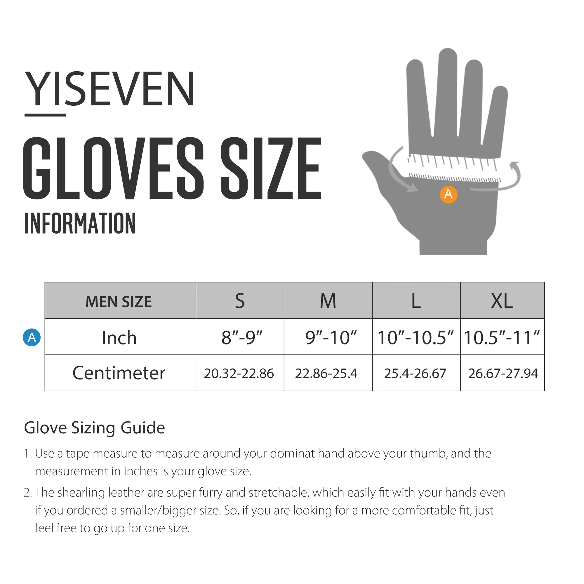 YISEVEN Men's Lambskin Shearling Leather Gloves