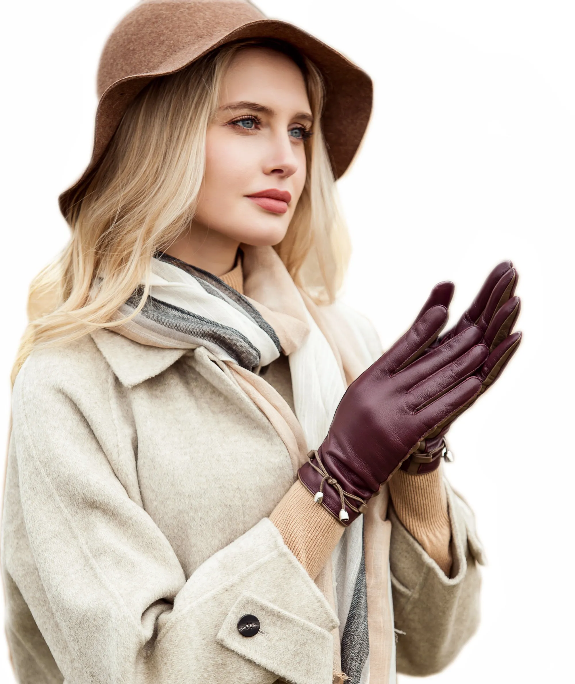 YISEVEN Women Winter Sheepskin Leather Gloves