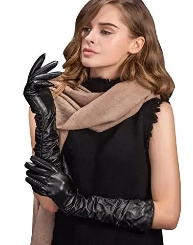 YISEVEN Women's Touchscreen Sheepskin Long Gloves